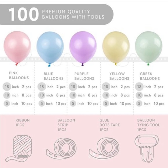 🎈 DIY BALLOON ARCH KIT - 100 pieces - Picture 2 of 5